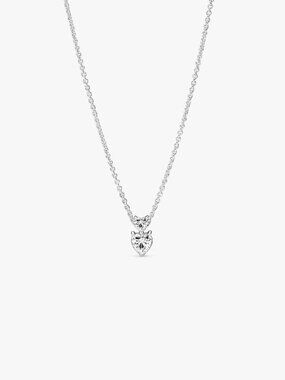 Pandora Double Heart Pendant Sparkling Collier Necklace